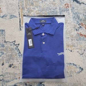 Sun Day Red Blue Striped Polo Golf Shirt